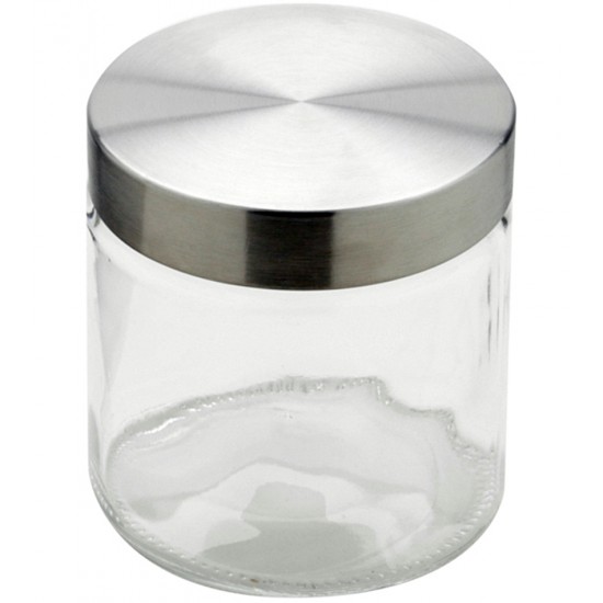 Pote 880ml de Vidro Borossilicato Redondo Com Tampa Aco Inox